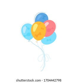 vector inflatable balloons. Illustration of multi-colored festive balloons, print for dog