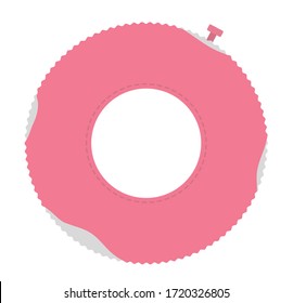Vector inflatable ring isolated on white background. Rubber life saver circle. Pink donut swimming accessory. Summer clipart element. Cute flat illustration for kids. Vacation beach object