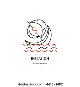 Vector inflation symbol isolated on white background. Ship  icon in linear style.