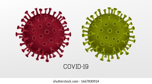 Vector influenza coronavirus background, virus 2019. 3d illustration, asian flu. Realistic bacteria, microbe infection and blood, biology banner, concept. Vector bacillus, microorganism in closeup.