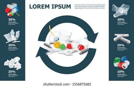 Vector Info Chart Or Infographics. Recycling Sign. Conceptual Image Of Different Recycling Garbage