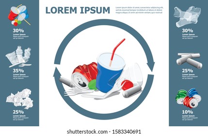 Vector Info Chart Or Infographics. Recycling Sign. Conceptual Image Of Different Recycling Garbage