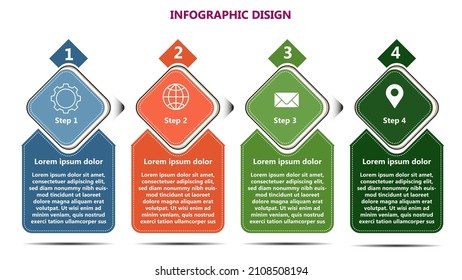 Vector Info graphic  with 4 options or steps. Info graphics for business concept. Can be used for presentations banner, workflow layout, process diagram, flow chart, info graph, Time Line.
