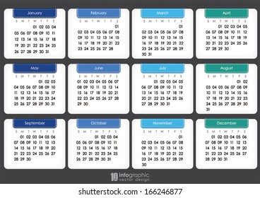 vector info graphic calendar 2014