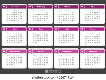 vector info graphic calendar 2014