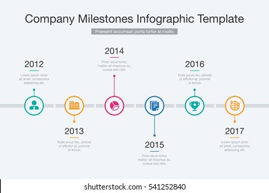 Vector Info graphic Company Milestones Time line Template.