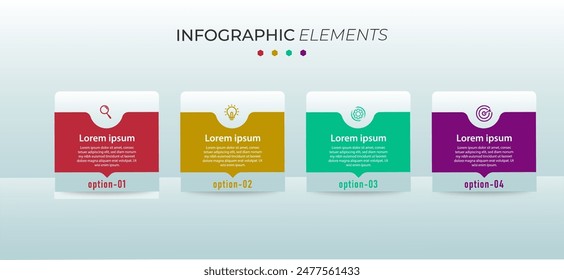 Vector info Diseño gráfico con cuatro opciones o pasos. Vector