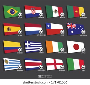 vector info graphic flags - football 2014