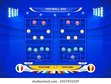 Vector info graphic football field statistics. Football 2024