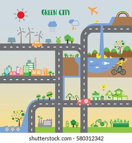 vector info graphic green ecology city 