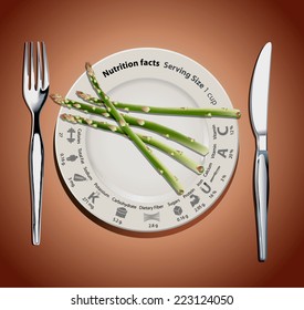 Vector info graphic of nutrition facts of asparagus