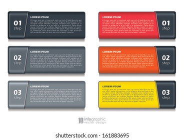 vector info graphic tabs - steps 1 2 3