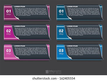 vector info graphic tabs - steps 1 2 3