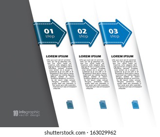 vector info graphic tabs - steps 1 2 3