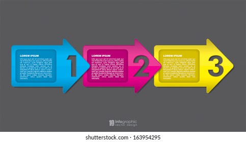 vector info graphic tabs - steps 1 2 3
