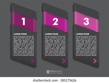 vector info graphic tabs - steps 1 2 3