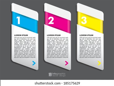 vector info graphic tabs - steps 1 2 3