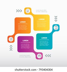 Vector Info Graphic Of Technology Or Education Process. Infographic Template With 4 Parts, Processes Or Steps.