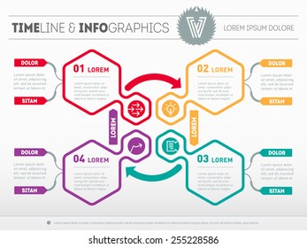 Vector info graphic of technology process. Web Template for circle diagram or presentation. Business concept with 4 options.