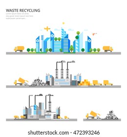 Gráfico informativo del vector - Reciclado de residuos. Ciudad moderna.Ecosistema.