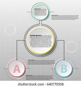 Vector info graphics design template with 3D circle paper separate 2 items for content business info graphic concept graphic design idea