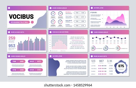 Vector info panels, presentation templates with infographics elements. Illustration of infographic data information, presentation infochart and graph