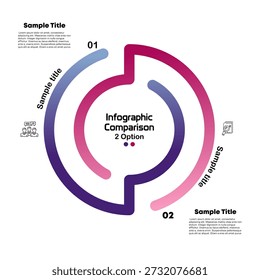 vector infografis komparasi 2 option line, template for presentasi. vector editable eps