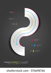 vector infograph in 8 shape with 3 options / modern infographic chart illustration eps 10