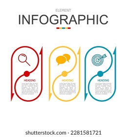 vector infographic 2 arrow curve lines from same point elements template block. used for process diagram, presentation, working flow, information layout, banner, chart, and graph.