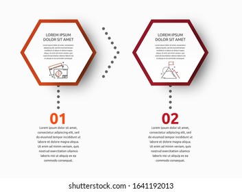 Vector infographic with 2 hexagons. Used for two diagrams, graph, flowchart, timeline, marketing, presentation. Creative business concept step by step