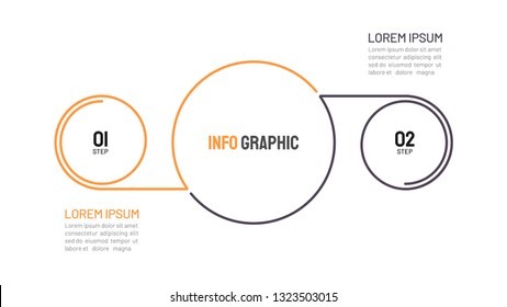 Vector infographic 2 options or steps. Template for workflow layout, diagram, annual report, presentation. Creative thin line concept for business process.