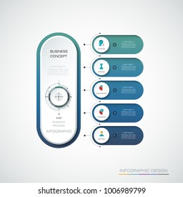 Vector Infographic 3d Circle Label, Template Design. Business Planning Concept, Infograph With 5 Number Options, Steps. Infographic Element For Layout, Process Diagram,parts,chart,graphic,info Graph