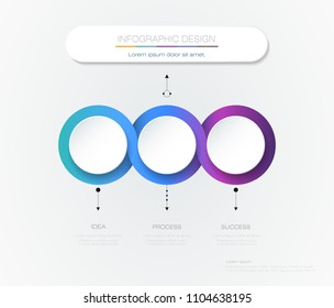 Vector Infographic 3d circle label template design. Infograph with 3 number options or steps. Infographic element for layout, process diagram, parts, chart, graphic, info graph, flowchart, presentation