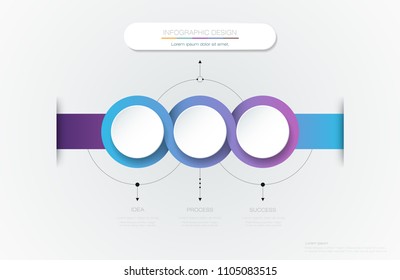 Vector Infographic 3d circle label template design.Infograph with 3 number options or steps. Infographic element for layout, process diagram, parts, chart, graphic, info graph, flowchart, presentation