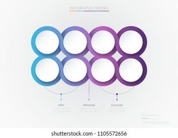 Vector Infographic 3d circle label template design.Infograph with 8 number options or steps. Infographic element for layout, process diagram, parts, chart, graphic, info graph, flowchart, presentation