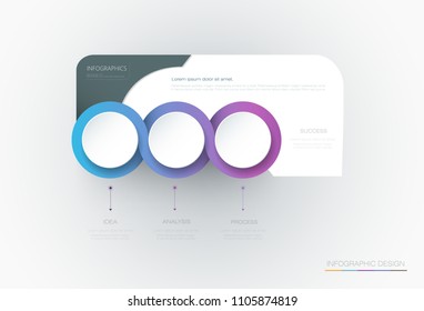 Vector Infographic 3d Circle Label Template Design.Infograph With 3 Number Options Or Steps. Infographic Element For Layout, Process Diagram, Parts, Chart, Graphic, Info Graph, Flowchart, Presentation