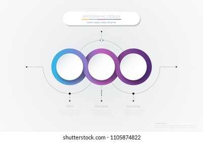 Vector Infographic 3d circle label template design.Infograph with 3 number options or steps. Infographic element for layout, process diagram, parts, chart, graphic, info graph, flowchart, presentation