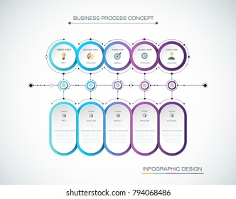 Vector Infographic 3d circle label, template design. Business concept, Infograph with number 5 options, step or processes. Infographic element for layout process diagram,parts,chart,graphic,info graph