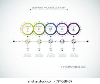 Vector Infographic 3d circle label, template design. Business concept, Infograph with number 5 options, step or processes. Infographic element for layout process diagram,parts,chart,graphic,info graph