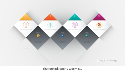 Vector Infographic 3d geometric label. Business concept, Infograph with 4 number options.Infographic for layout, process diagram, parts, chart, graphic, info graph, steps processes, template design