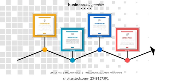 Vector Infographic 3d long circle label, infographic with number 4 options processes.
