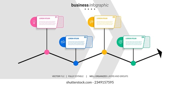 Vector Infographic 3d long circle label, infographic with number 4 options processes.
