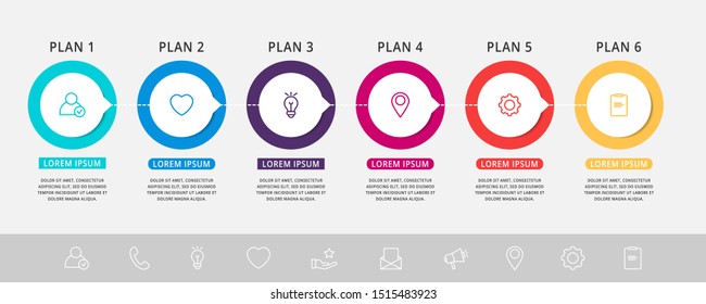 Vector infographic 3D template circles for six arrow, diagram, graph, presentation. Business concept with 6 options. Blank space for content, step for step, timeline, workflow, marketing, web
