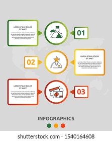 Vector infographic 3D template circles for three labels, diagram, graph, presentation. Business concept with 3 options. Blank space for content, step for step, timeline, workflow, marketing, web