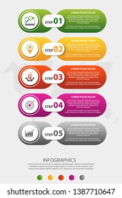 Vector infographic 3D template for five label, diagram, graph, presentation and circles. Business concept with 5 options. For content, flowchart, steps, parts, timeline, workflow, chart. EPS10