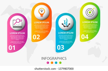 Vector infographic 3D template for four label, diagram, graph, presentation and circles. Business concept with 4 options. For content, flowchart, steps, parts, timeline, workflow, chart. EPS10