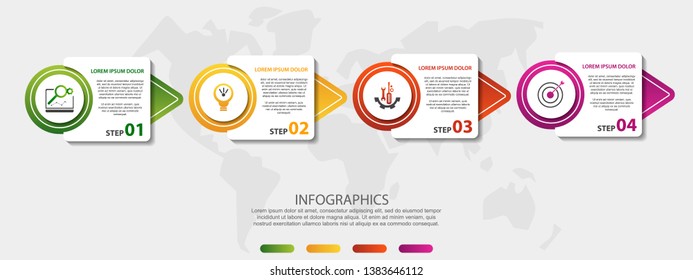 Vector infographic 3D template for four arrow, diagram, graph, presentation and circles. Business concept with 4 options. For content, flowchart, steps, parts, timeline, workflow, chart. EPS10