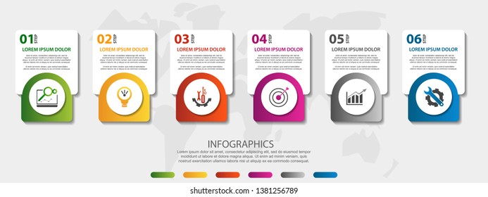 Vector infographic 3D template for six label, diagram, graph, presentation and circles. Business concept with 6 options. For content, flowchart, steps, parts, timeline, workflow, chart. EPS10