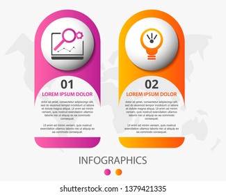 Vector infographic 3D template for two label, diagram, graph, presentation and circles. Business concept with 2 options. For content, flowchart, steps, parts, timeline, workflow, chart. EPS10