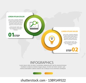 Vector infographic 3D template for two label, diagram, graph, presentation and circles. Business concept with 2 options. For content, flowchart, steps, parts, timeline, workflow, chart. EPS10